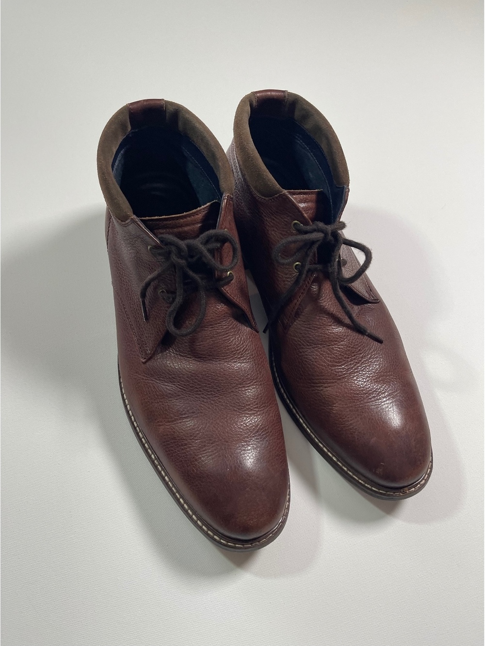 Cole Haan Leather Ankle Boots Size 13 M with Suede Collar